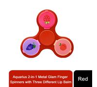 Aquarius 2-in-1 Metal Glam Finger Spinners with Three Different Lip Balm, Red