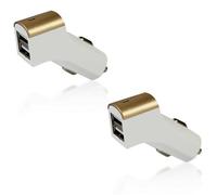Aquarius 2X Fx Twin Socket Usb 2.1A Car Charger Gold - Fast Dual 12V Dash Plug For Work Van, Job Site Vehicle & Phone