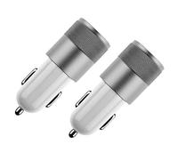 Aquarius 2X Fx Twin Socket Usb 2.1A Car Charger Silver - Fast Dual 12V Dash Plug For Work Van, Job Site Vehicle & Phone