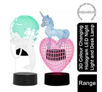 Aquarius 3D Colour Changing Hologram LED Night Light and Desk Lamp