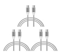 Aquarius 3X Fx Braided 1M Usb-C To Usb-C Data Cable Silver - Heavy Duty Fast Charge Type-C Lead For Work Van & Job Site Phone