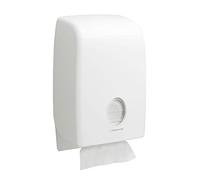 Aquarius 6945 Folded Paper Towel Dispenser - White Wall-Mounted Compact Dispenser for Single-Sheet Interfold Towels - Hygienic, Jam-Free System - 1 Unit