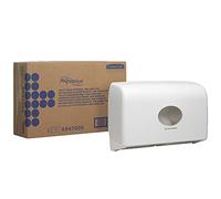 Aquarius, 6947, Twin Mini Jumbo Rolled Toilet Tissue Dispenser, White, 1 x 1 Dispenser