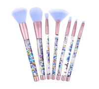 Aquarius 7pc Makeup Brush Set Pink Glitter Handle Beauty Kit