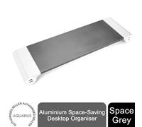 Aquarius Aluminium Space-Saving Desktop Organiser Space Grey - Heavy Duty Tidy For Site Office Desk