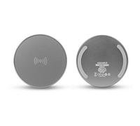 Aquarius Aq Round Wireless Phone Charger Silver - Fast Qi Charging Pad For Workshop Desk, Site Office & Home Garage