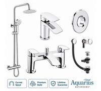 Aquarius Arc Complete Brassware Pack With Basin Tap, Bath And Shower Mixer In Chrome
