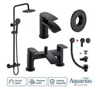 Aquarius Arc Complete Brassware Pack With Basin Tap, Bath And Shower Mixer In Matt Black