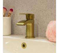 Aquarius Arc Mini Mono Basin Mixer Tap Inc Waste Brushed Brass