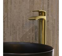 Aquarius Arc Tall Mono Basin Mixer Tap In Brushed Brass
