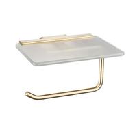 AQUARIUS Auro Toilet Roll Holder with Glass Shelf in Gold Aquarius Gold