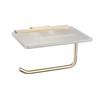 AQUARIUS Auro Toilet Roll Holder with Glass Shelf in Gold Aquarius Gold