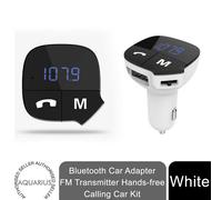Aquarius Bluetooth Car Adapter FM Transmitter Hands-free Calling Car Kit, White