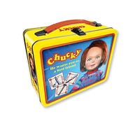 AQUARIUS Chucky Fun Box - Sturdy Tin Storage Box with Plastic Handle & Embossed Front Cover - Officially Licensed Child's Play Merchandise & Collectible Gift, Yellow, 8.63 x 3.88 x 6.75, Retro