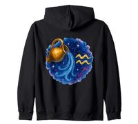 Aquarius Cosmic Watercolor Graphic Zip Hoodie