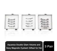 Aquarius Double Glam Volume and Sexy Magnetic Eyelash Giftset for Her, 3Pair
