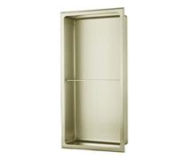 Aquarius Double Stainless Steel Recess Shower Niche 610 X 305mm In Brushed Brass
