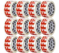Aquarius Fragile Tape 48mm X 66M Packing Tape For Parcels & Boxes, 12 Rolls
