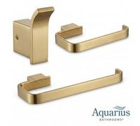 Aquarius Ft 3 Piece Bathroom Accessory Pack Brushed Brass