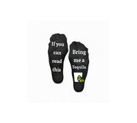 Flo Fashionable Slogan Socks - Black / If you can read this bring me a tequila