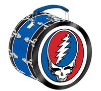 AQUARIUS Grateful Dead Drum Shaped Fun Box - Sturdy Tin Storage Box with Plastic Handle & Embossed Front Cover - Officially Licensed Grateful Dead Merchandise & Collectible Gift