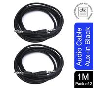 Aquarius Gvc 3.5mm Stereo Aux Audio Cable 1M Jack Lead Car Aux, 2 Pack, Black