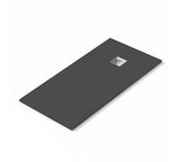 Aquarius Honiston Mineral Composite Slate Effect Shower Tray In Midnight Black - 900 X 760mm