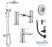 Aquarius Hydro Complete Shower Brassware Pack With Basin Mixer, Bath Mixer & Round Exposed Shower In Chrome