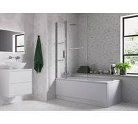 AQUARIUS LevAqua Deluxe Two Panel Folding Bath Screen Chrome in Silver Aquarius Silver