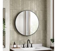 Aquarius Lumine Inset Framed Led Touch Sensor Round Mirror - 600mm - Black