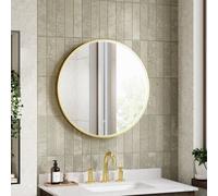 Aquarius Lumine Inset Framed Led Touch Sensor Round Mirror - 600mm - Brushed Brass