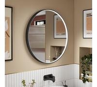 Aquarius Lumine Inset Framed Led Touch Sensor Round Mirror - 800mm - Black