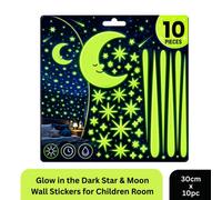 Aquarius Luminous Star Moon Glow In The Dark Children Room Wall Stickers Starry Sky 30Cm 10 Pack