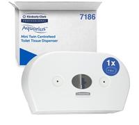 Aquarius Mini Twin Centrefeed Toilet Tissue Dispenser White 7186