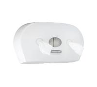 Aquarius Mini Twin Centrefeed Toilet Tissue Dispenser White Bathroom Paper 7186