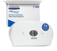 Aquarius Mini Twin Centrefeed Toilet Tissue Dispenser White 7186