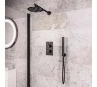 AQUARIUS Modern Round Shower Bundle in Black Aquarius Black