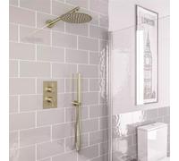 AQUARIUS Modern Round Shower Bundle in Gold Aquarius Gold