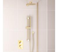 AQUARIUS Modern Round Shower Bundle with Riser Kit in Gold Aquarius Gold