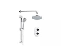AQUARIUS Modern Round Shower Bundle with Riser Kit in Silver Aquarius Silver