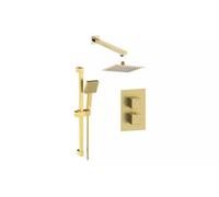 AQUARIUS Modern Square Shower Bundle with Riser in Gold Aquarius Gold