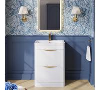 Aquarius Perth 600mm 2 Drawer Floor Standing Vanity Unit With 1 Tap Hole Basin In Gloss White