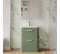 Aquarius Perth 600mm 2 Drawer Floor Standing Vanity Unit With 1 Tap Hole Basin In Satin Green