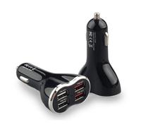 Aquarius Powerful & 4-Port Universal Usb Car Charger Black