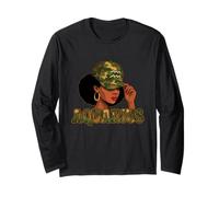 Aquarius Queen Aquarius Zodiac Sign Camo Afro Girl Long Sleeve T-Shirt