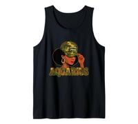 Aquarius Queen Aquarius Zodiac Sign Camo Afro Girl Tank Top