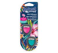 Aquarius Refresh Your Car 2Pk Scented Oil Mini Diffuser, Psychic Flower/neon Jungle