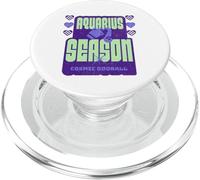 Aquarius Season Cosmic Zodiac Text Design PopSockets PopGrip for MagSafe