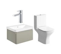 Aquarius Sophie 605mm Vanity Unit Matt Latte Wc Set With Chrome Finishes