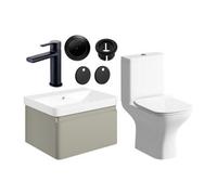 Aquarius Sophie 605mm Vanity Unit Matt Latte Wc Set With Matt Black Finishes